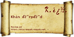 Khin Árpád névjegykártya