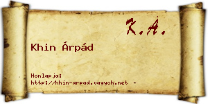 Khin Árpád névjegykártya